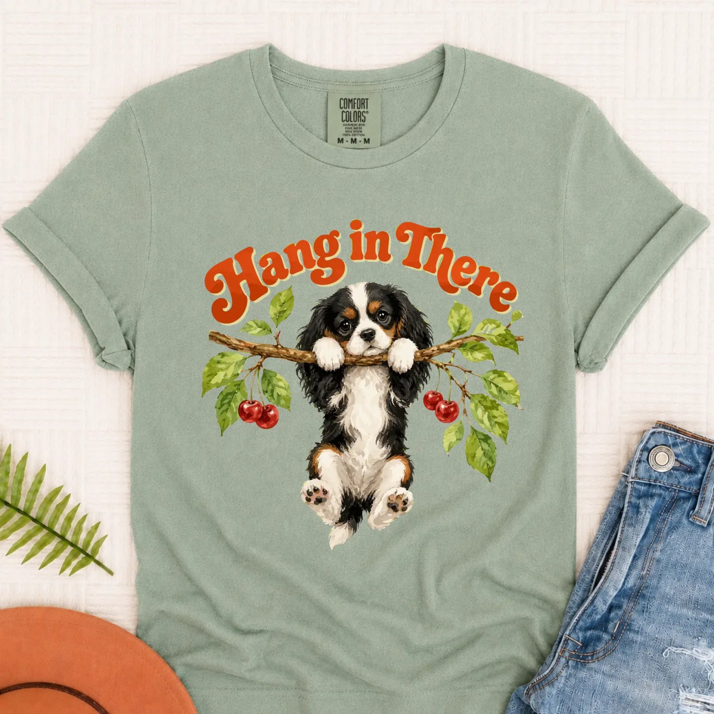 Custom Cavalier Hang In There Unisex Tshirt Bay