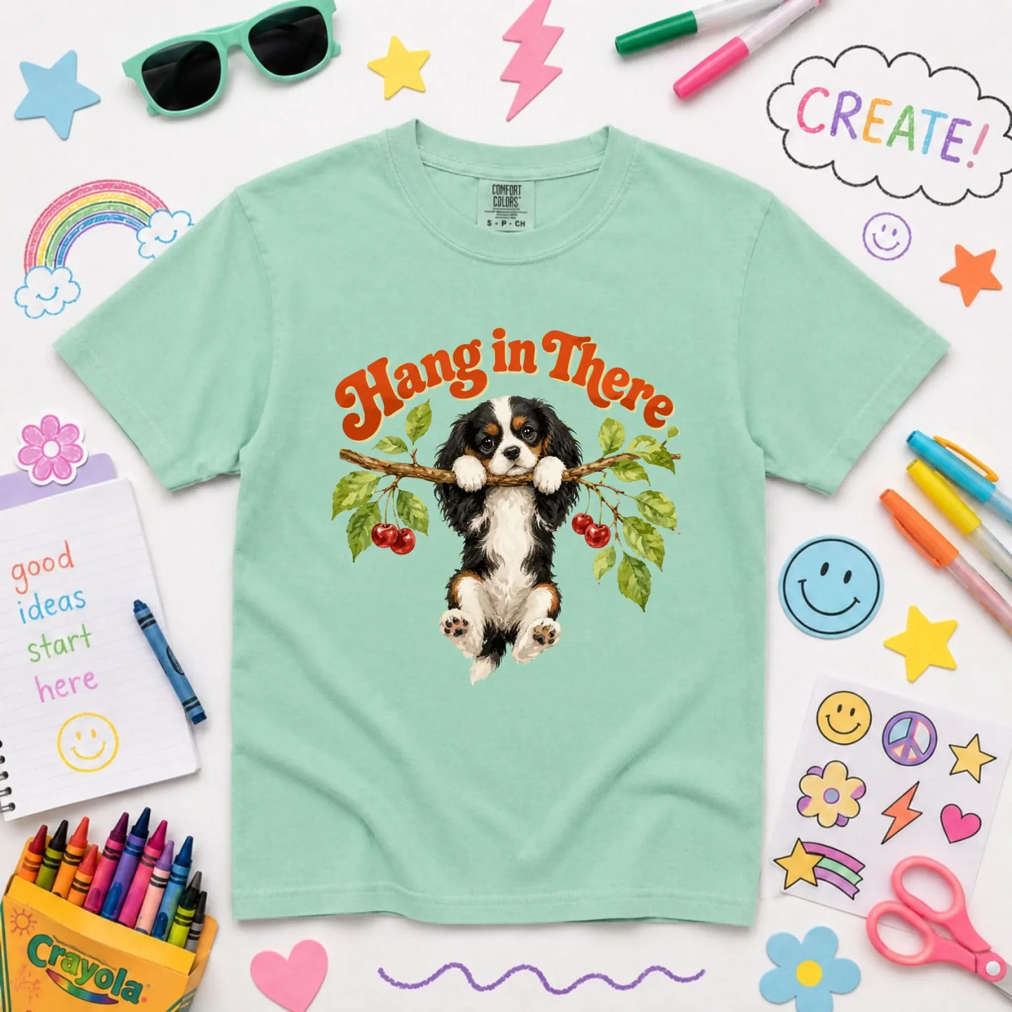 Custom Cavalier Hang In There Unisex YOUTH Tshirt Island Reef