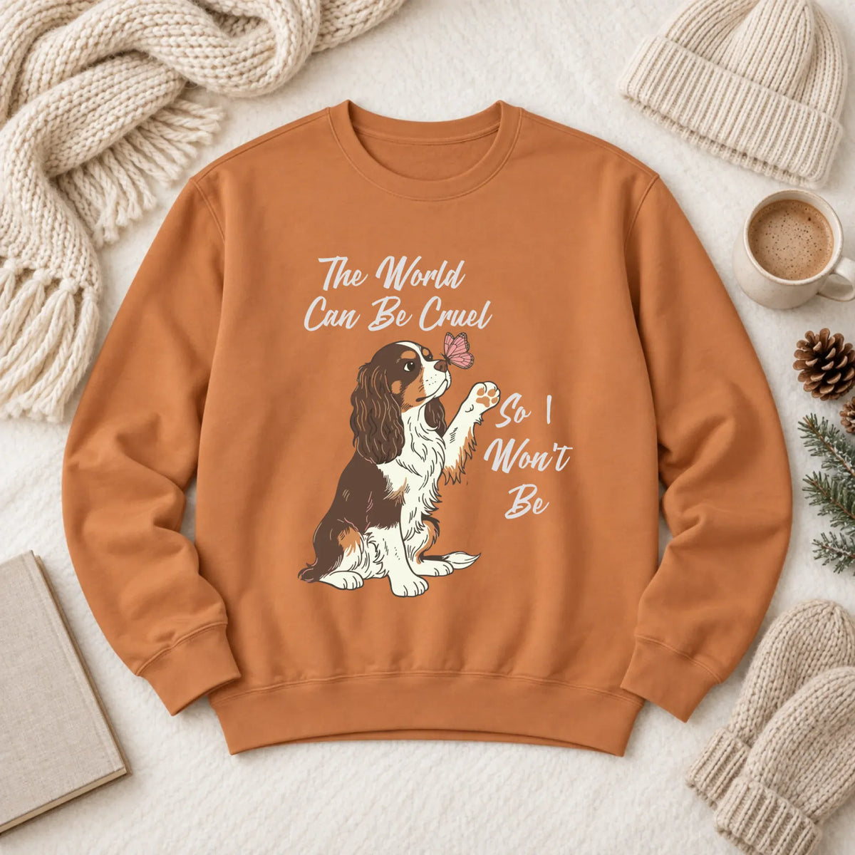 Custom Cavalier Happy Mental Health Unisex Sweatshirt Yam