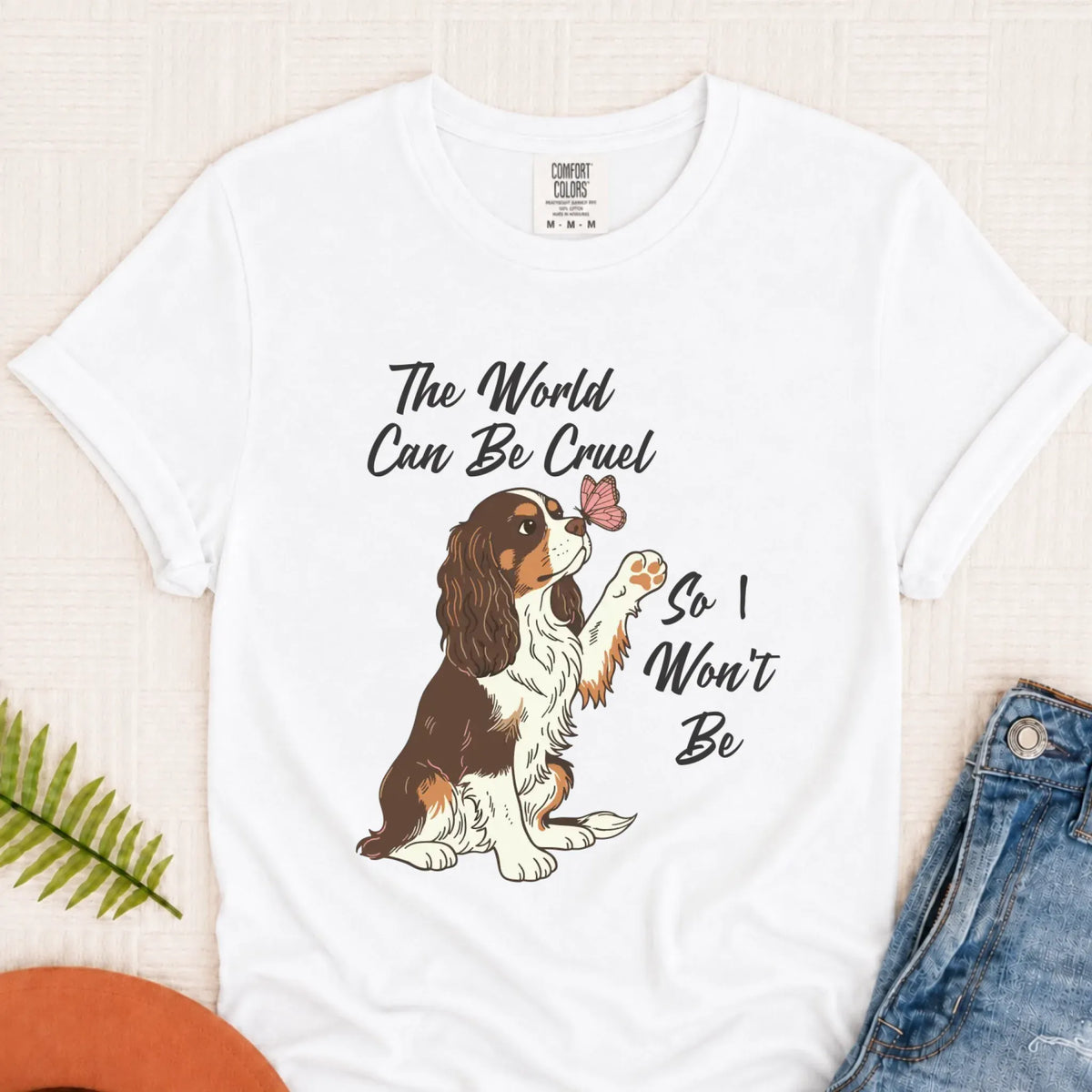 Custom Cavalier Happy Mental Health Unisex Tshirt White