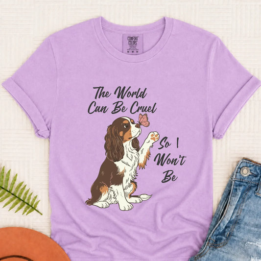 Custom Cavalier Happy Mental Health Unisex Tshirt Orchid