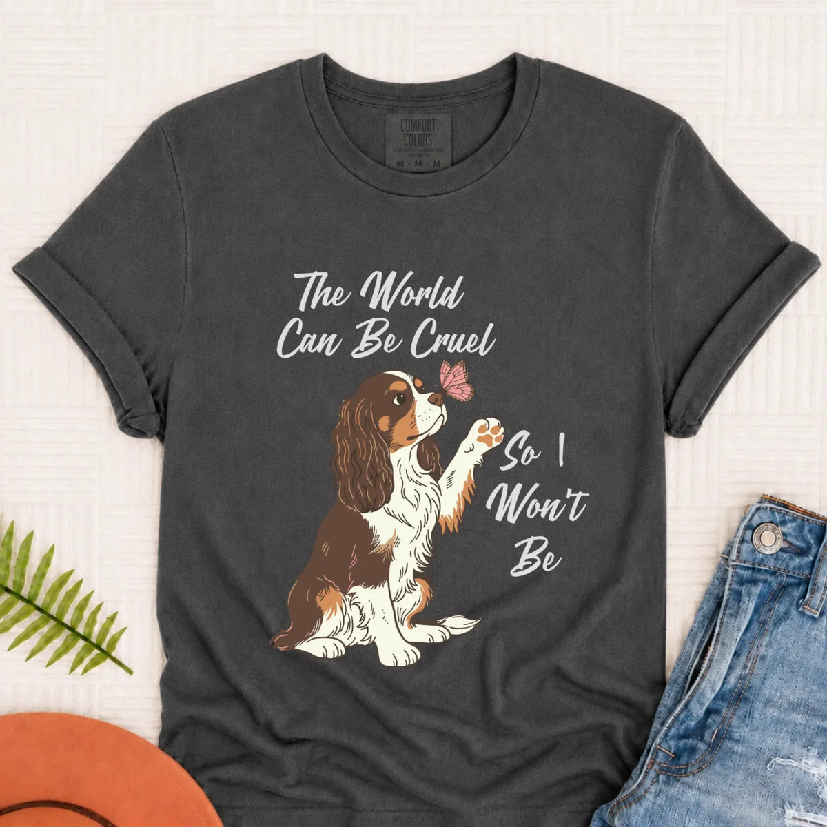Custom Cavalier Happy Mental Health Unisex Tshirt Pepper