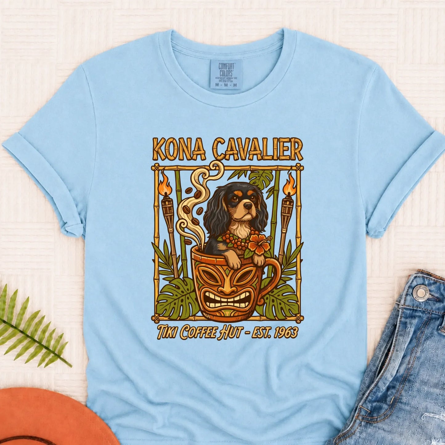 Custom Cavalier Hawaiian Coffee Unisex TShirt Chambray
