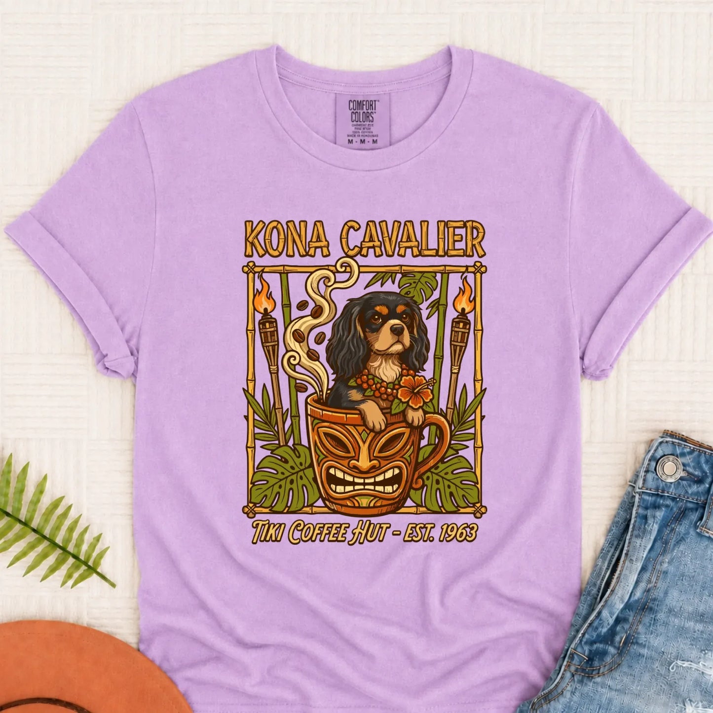 Custom Cavalier Hawaiian Coffee Unisex TShirt Orchid