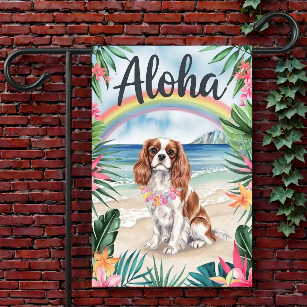 Custom Cavalier Hawaiin Luau Garden Flag 12'' × 18''