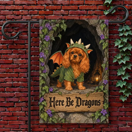 Custom Cavalier Here Be Dragons Garden Flag 12'' × 18''