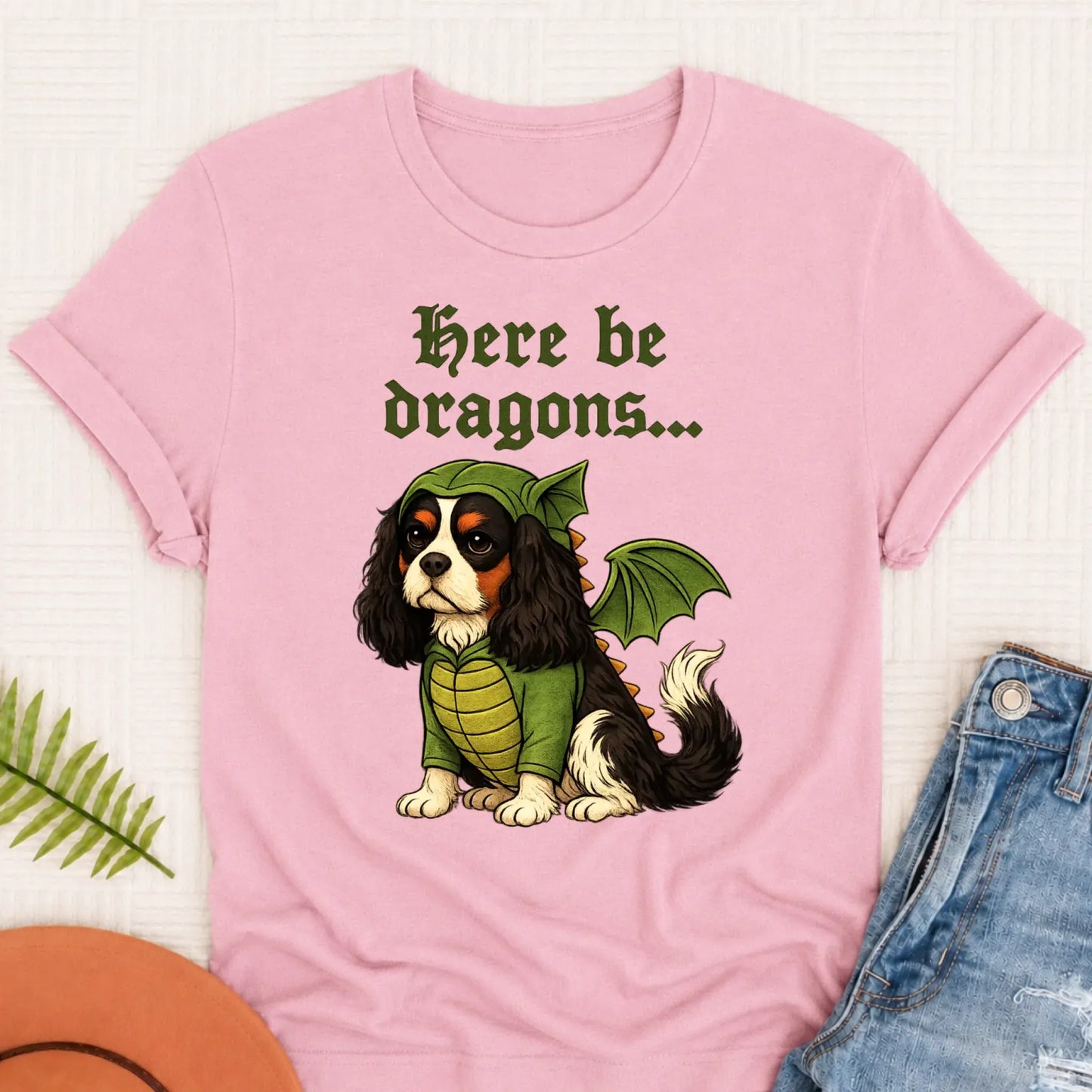 Custom Cavalier Here Be Dragons Unisex TShirt Blossom