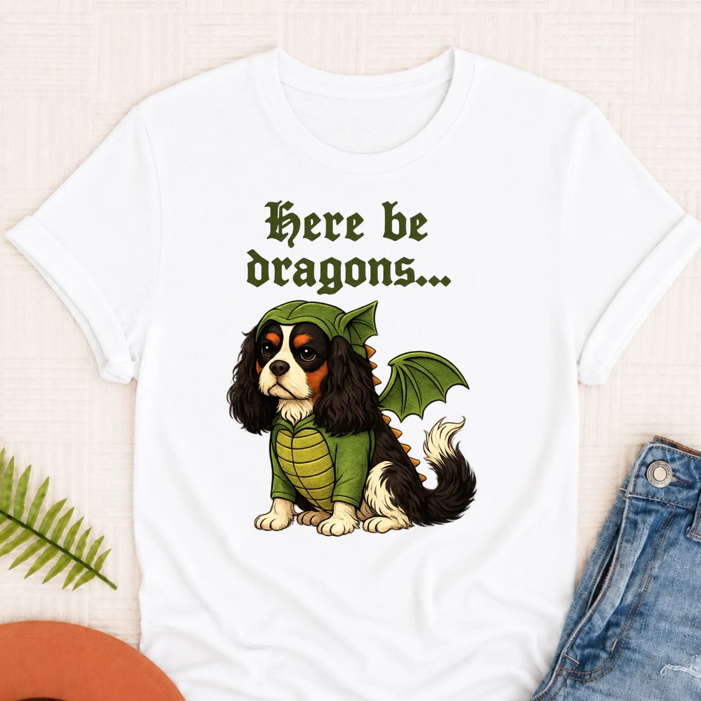 Custom Cavalier Here Be Dragons Unisex TShirt White