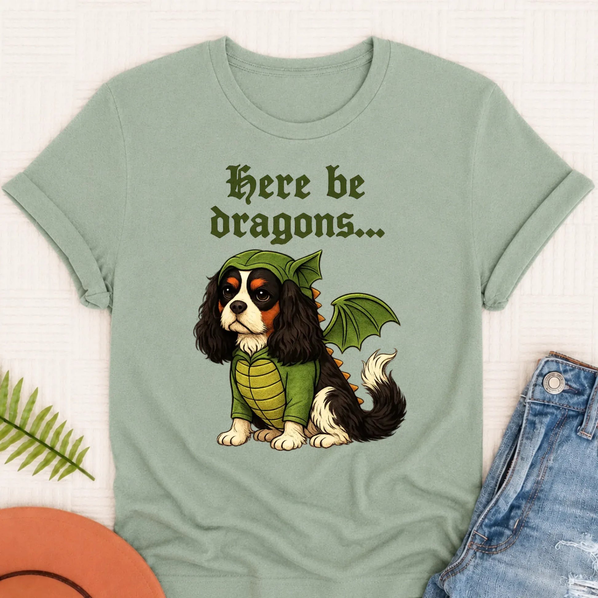 Custom Cavalier Here Be Dragons Unisex TShirt Bay