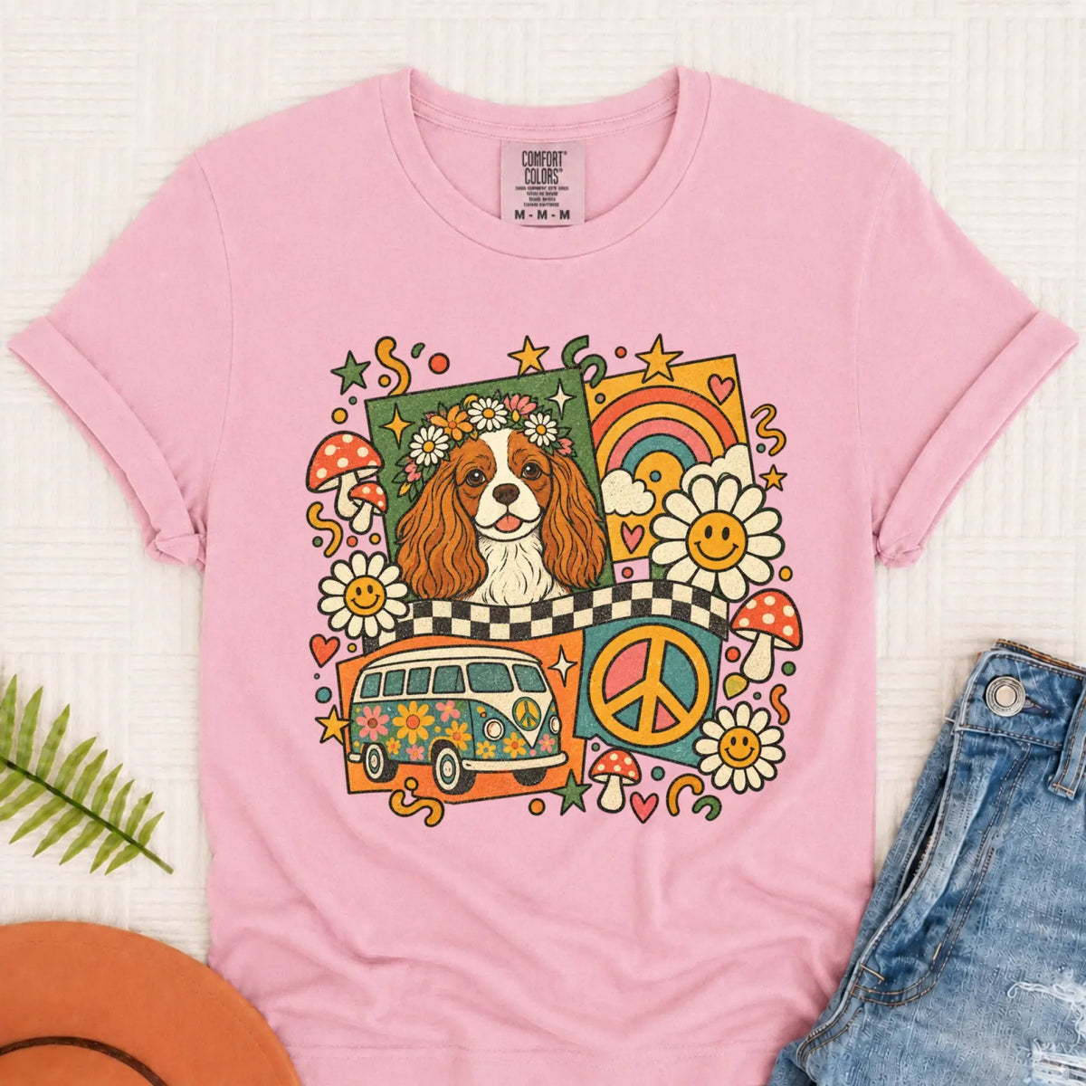 T-Shirt Blossom / S Custom Cavalier Hippie Mushrooms Unisex Tshirt