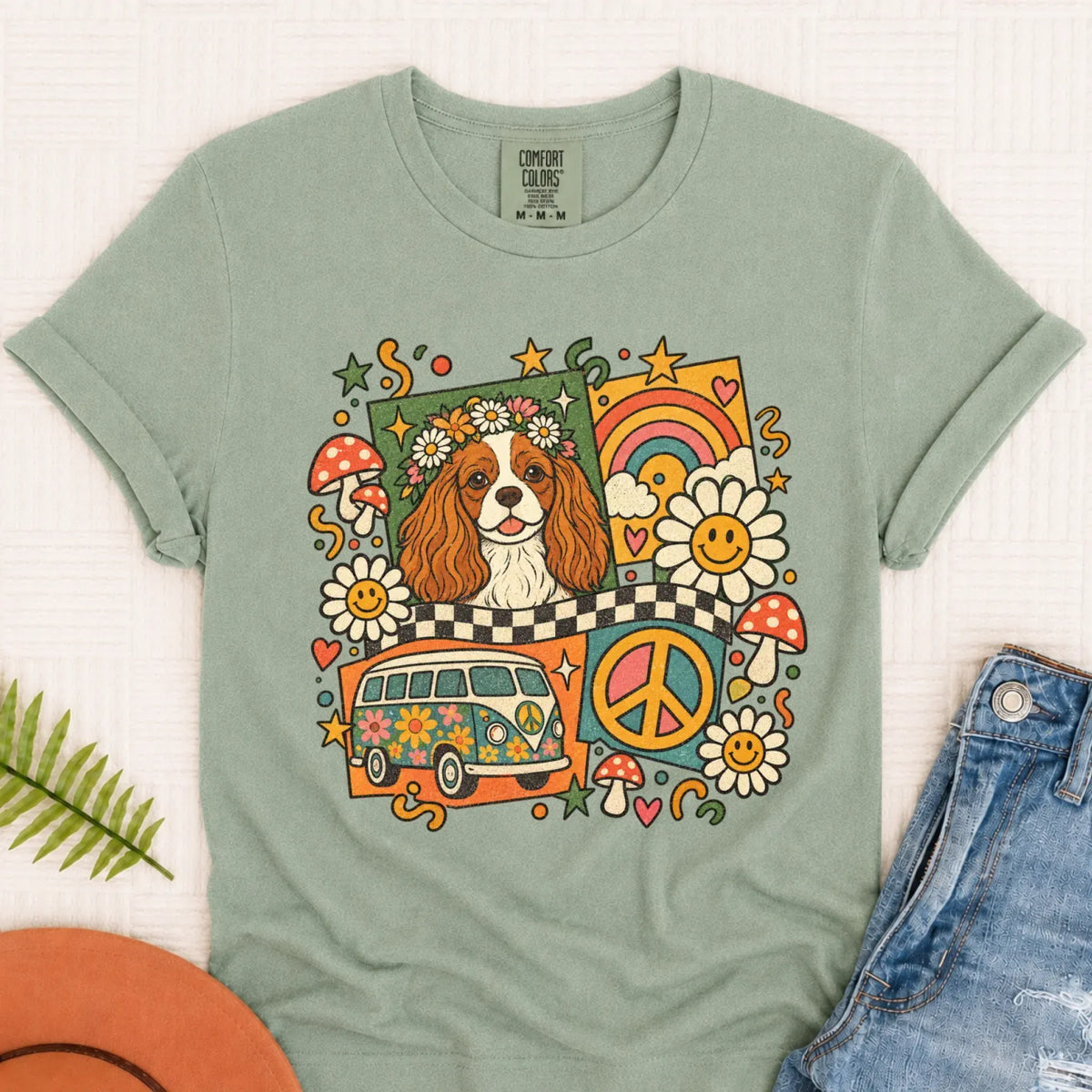 T-Shirt Bay / S Custom Cavalier Hippie Mushrooms Unisex Tshirt