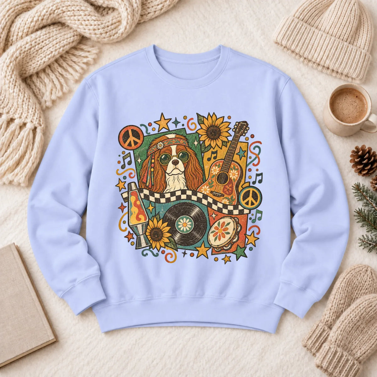 Customizer 1466 LW Sweatshirt Light / Hydrangea / S Custom Cavalier Hippie Music Unisex Sweatshirt