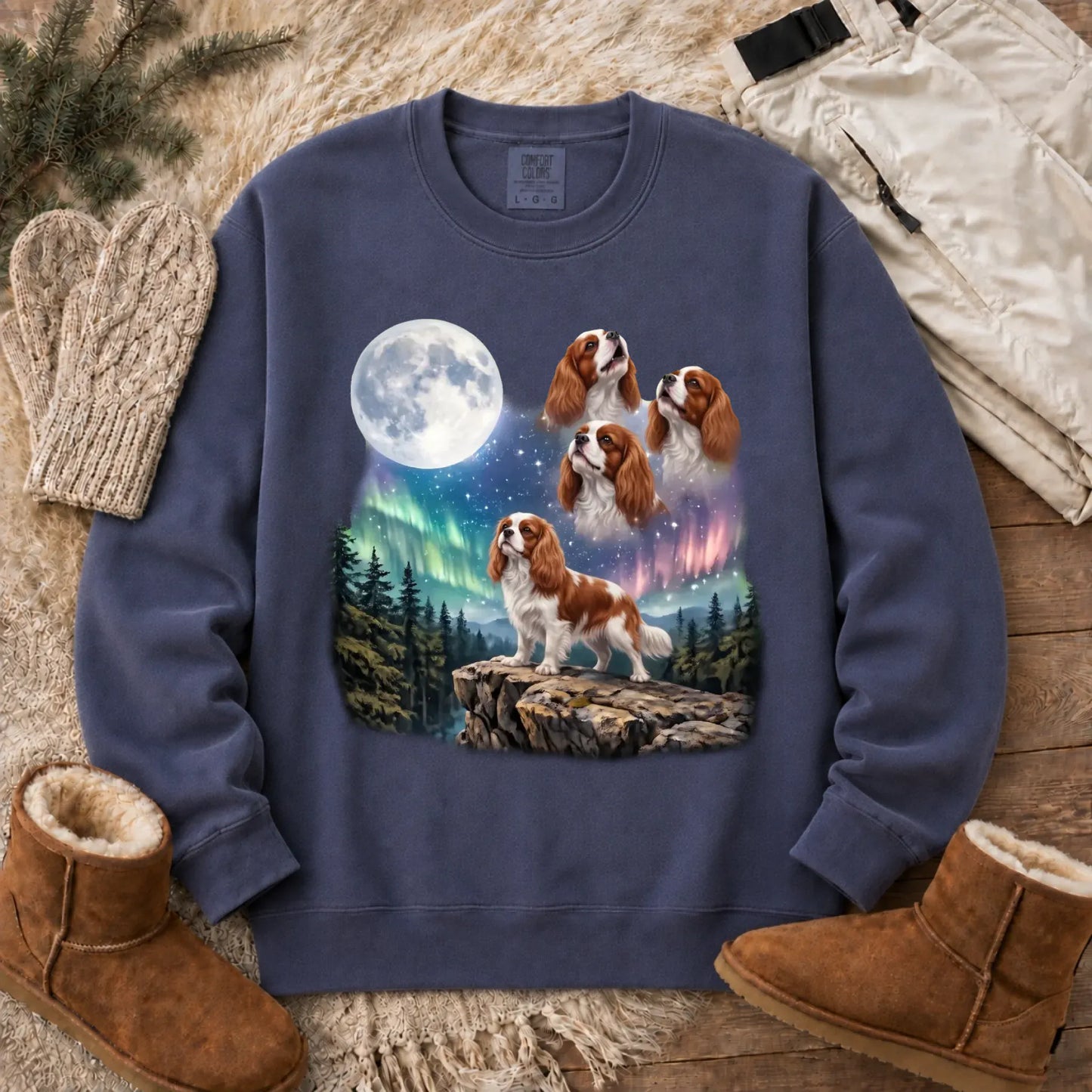 Custom Cavalier Howling Galaxy Unisex Sweatshirt Denim