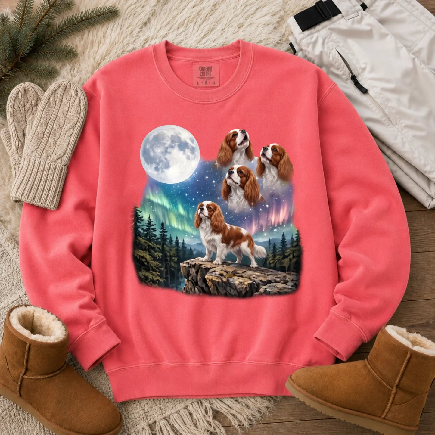 Custom Cavalier Howling Galaxy Unisex Sweatshirt Watermelon