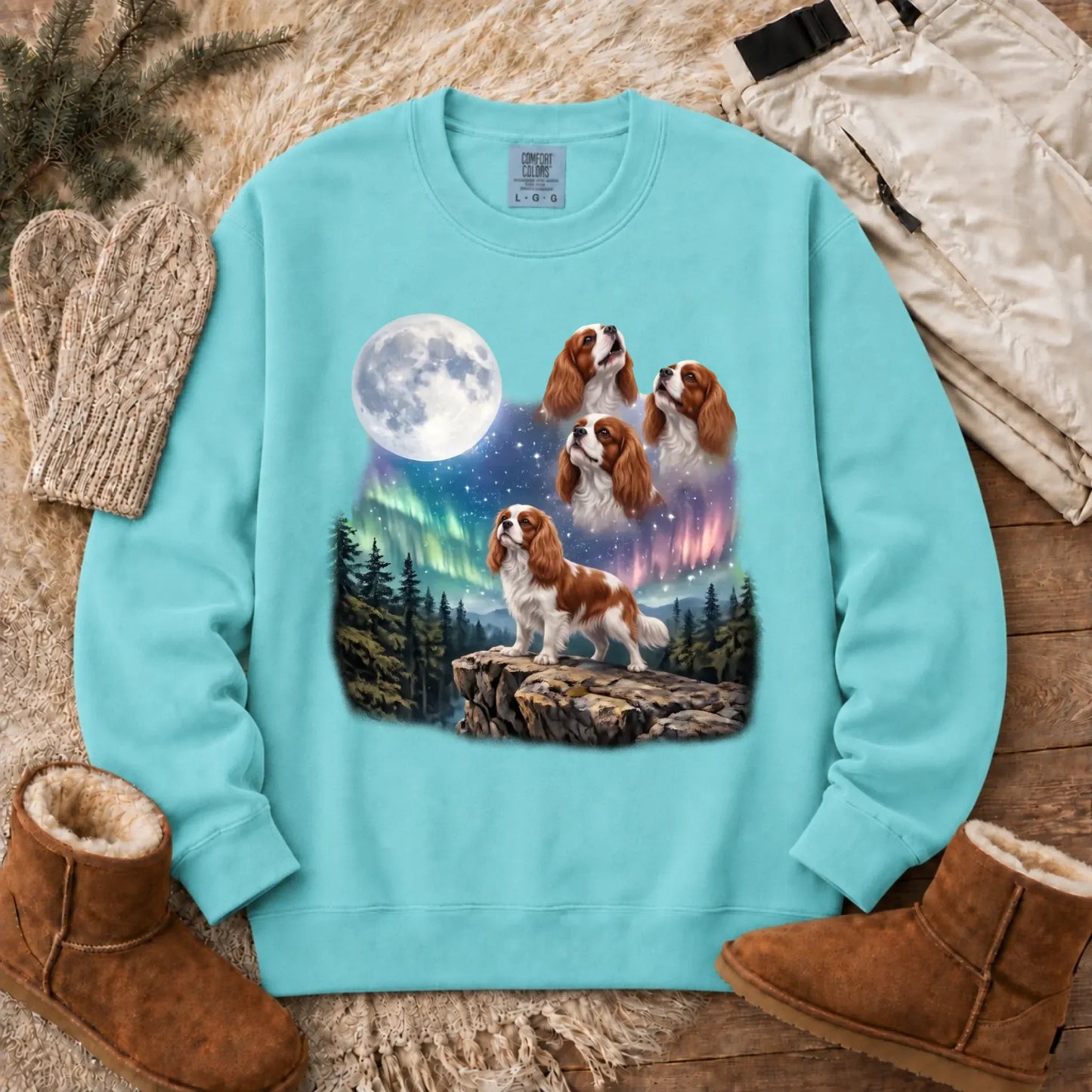 Custom Cavalier Howling Galaxy Unisex Sweatshirt Chalky Mint