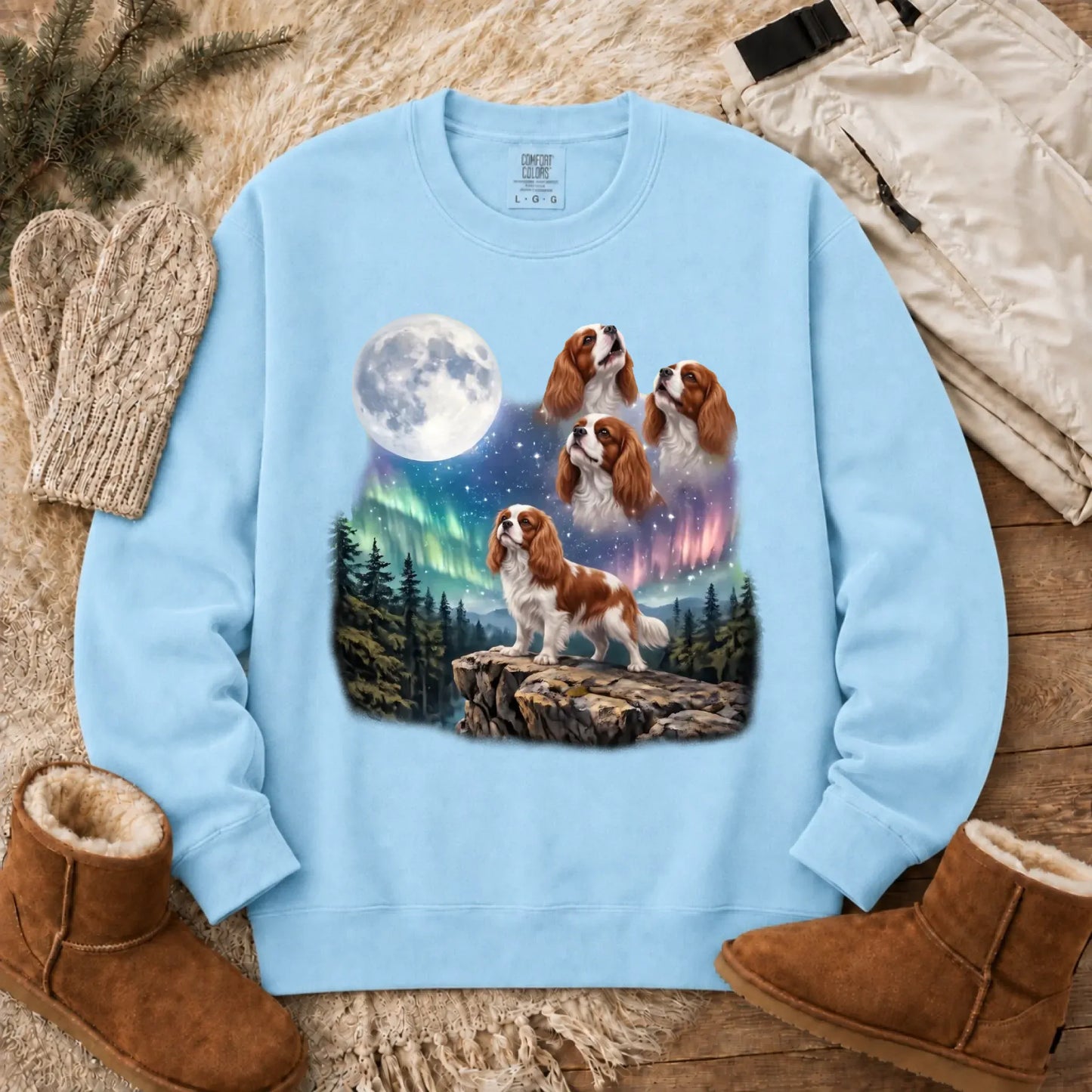 Custom Cavalier Howling Galaxy Unisex Sweatshirt Chambray