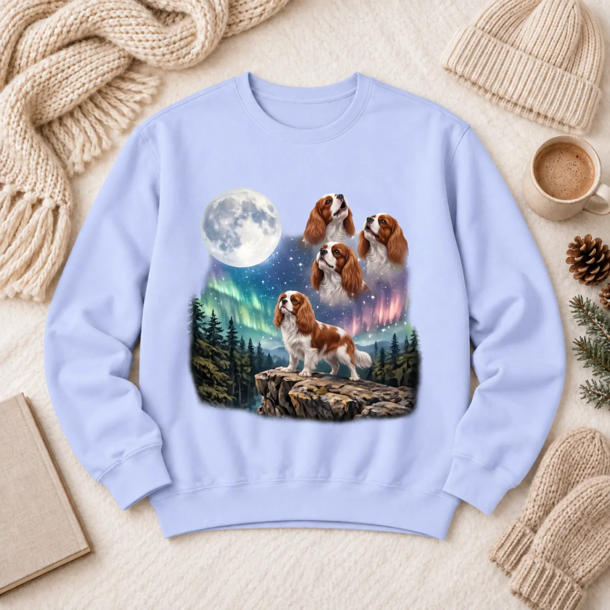 Custom Cavalier Howling Galaxy Unisex Sweatshirt Hydrangea