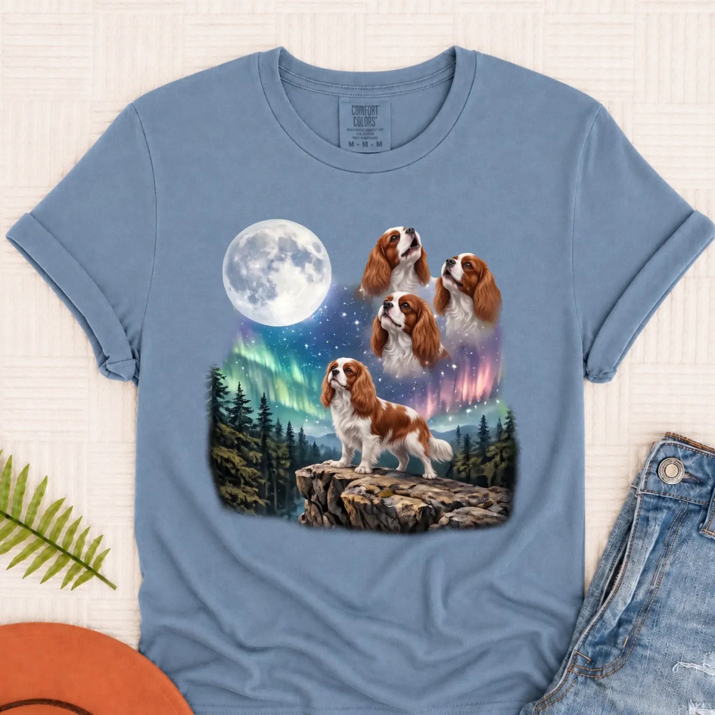 Custom Cavalier Howling Galaxy Unisex TShirt Blue Jean