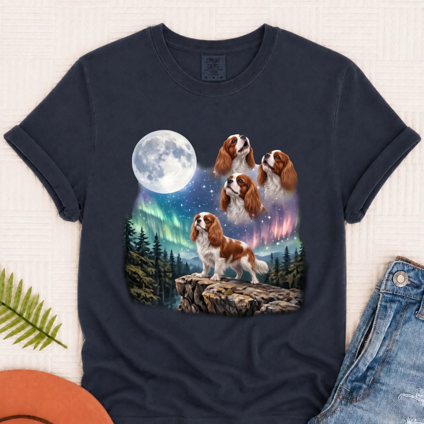 Custom Cavalier Howling Galaxy Unisex TShirt Navy