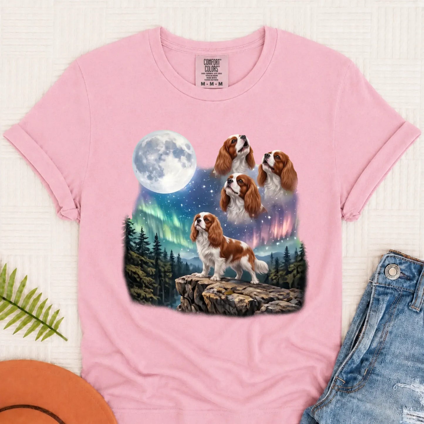 Custom Cavalier Howling Galaxy Unisex TShirt Blossom