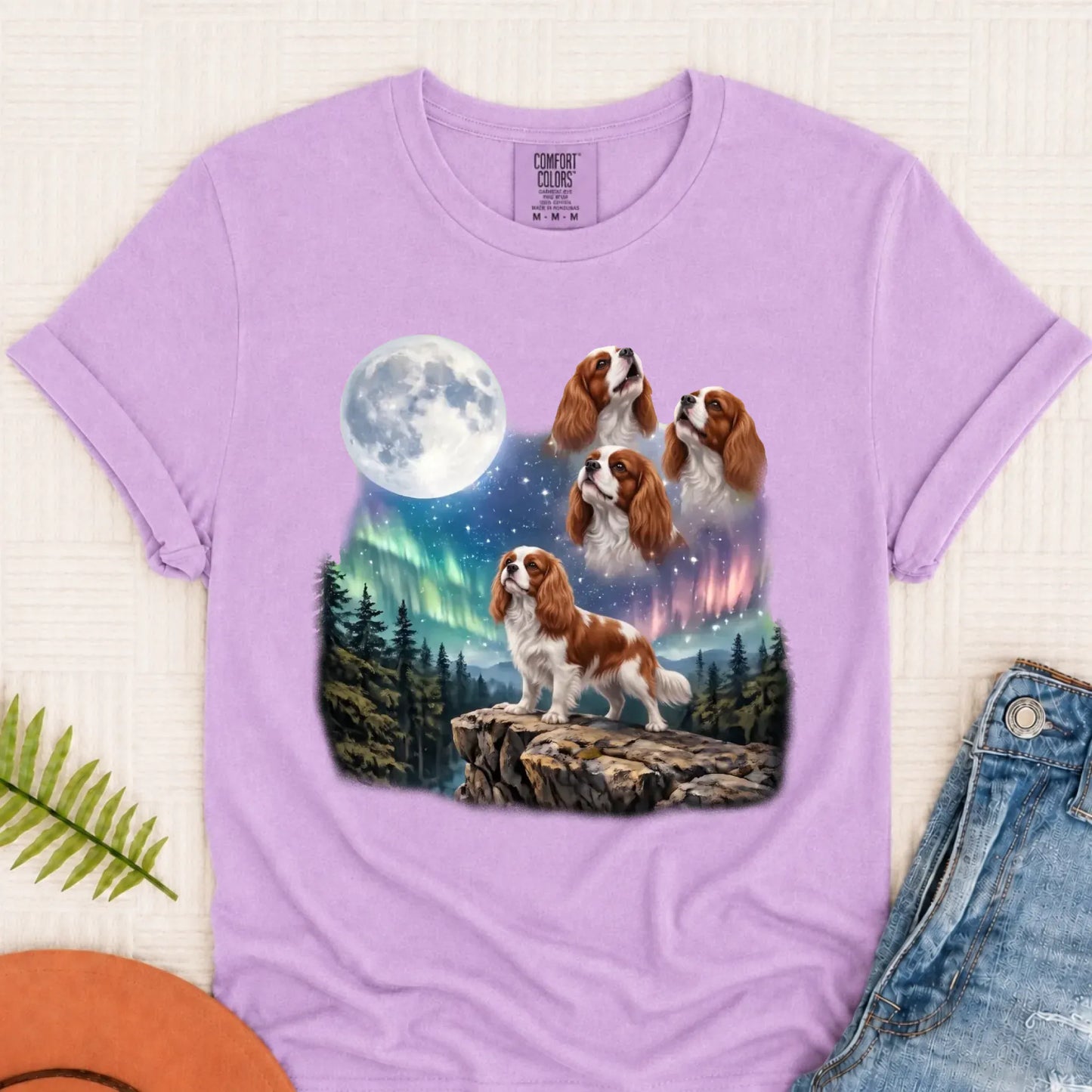 Custom Cavalier Howling Galaxy Unisex TShirt Orchid