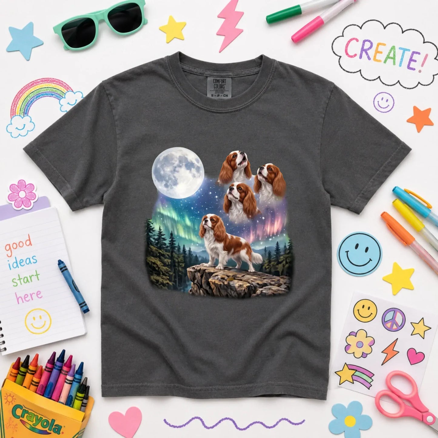 Custom Cavalier Howling Galaxy Unisex YOUTH TShirt Pepper