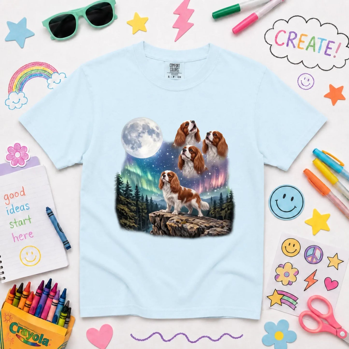 Custom Cavalier Howling Galaxy Unisex YOUTH TShirt Chambray