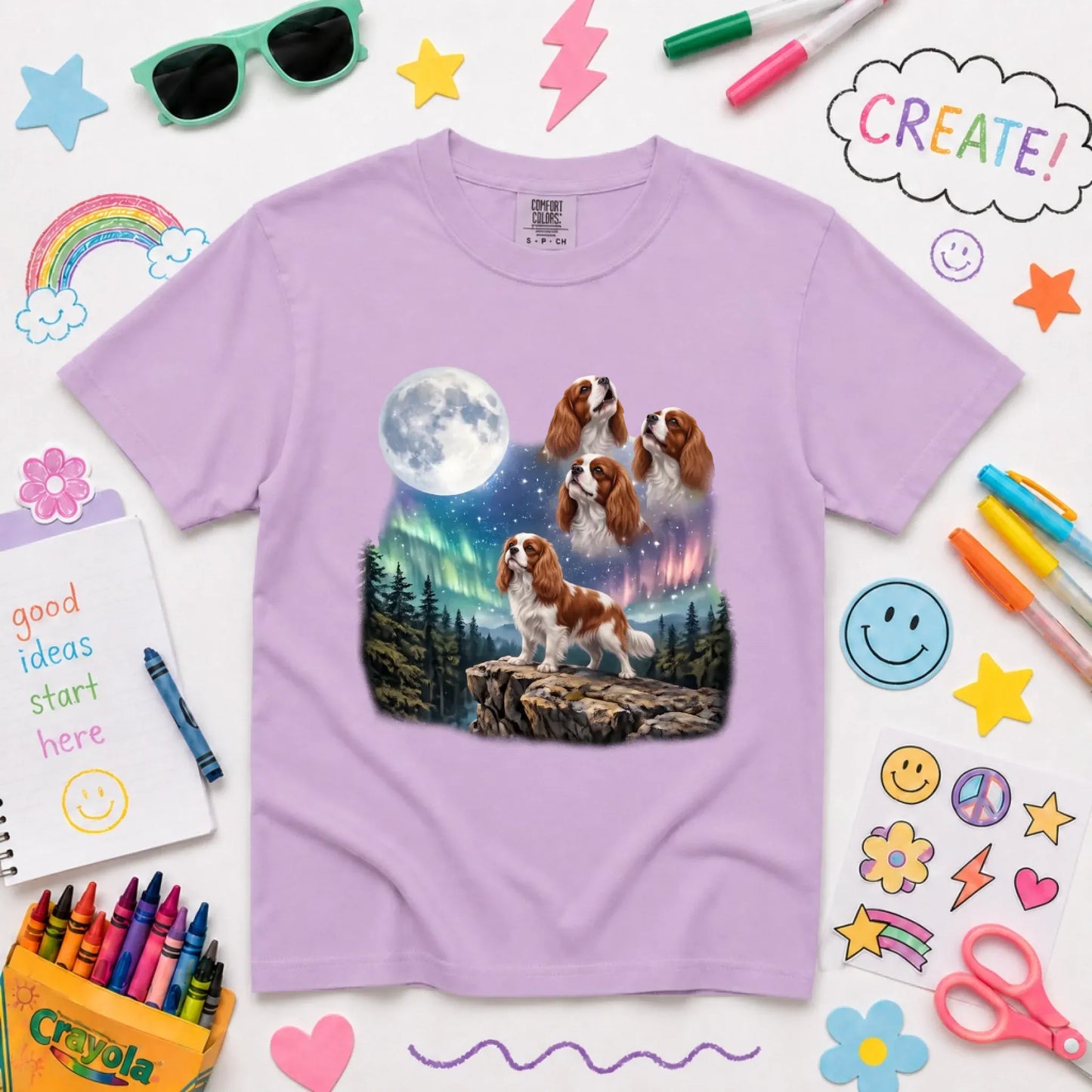 Custom Cavalier Howling Galaxy Unisex YOUTH TShirt Orchid