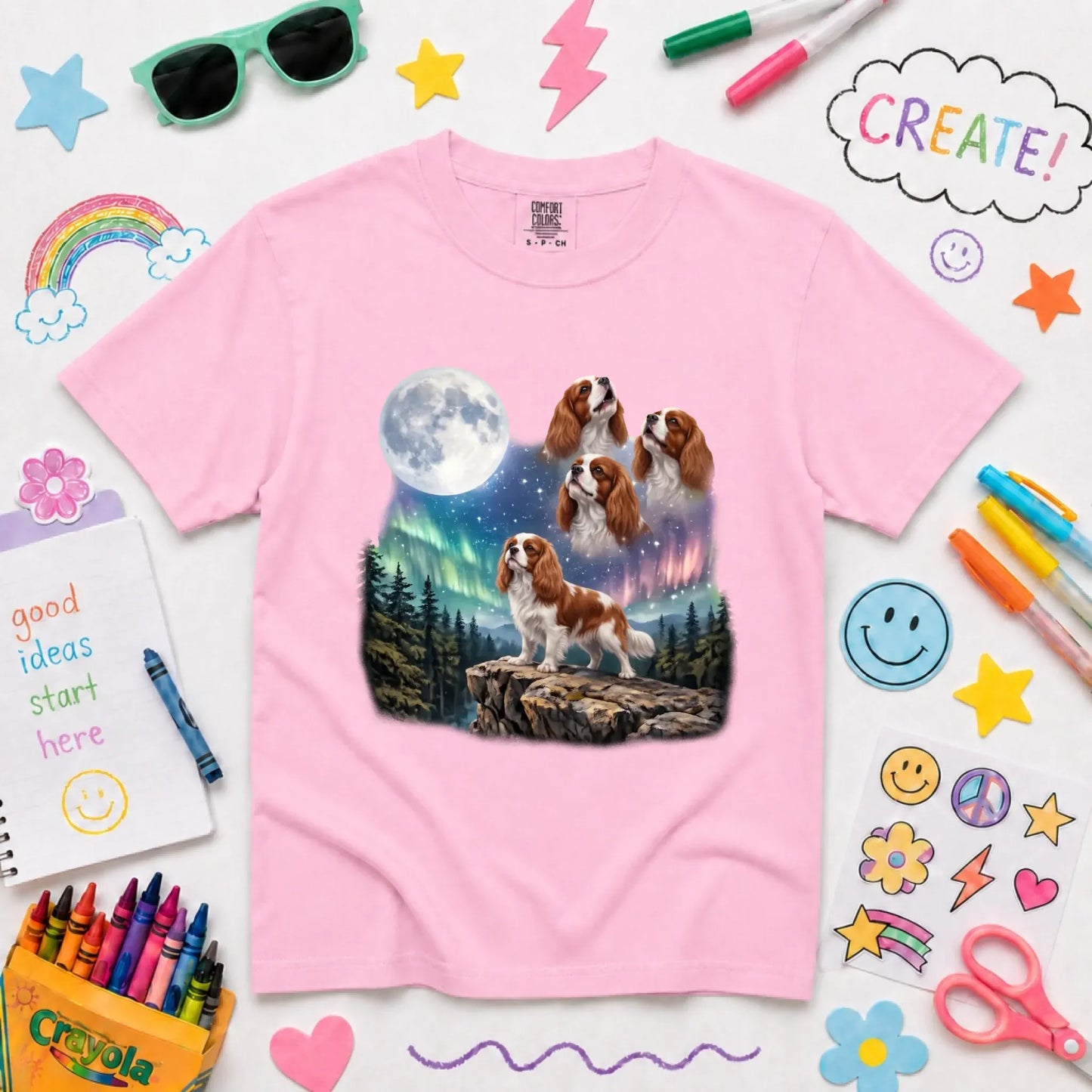 Custom Cavalier Howling Galaxy Unisex YOUTH TShirt Blossom