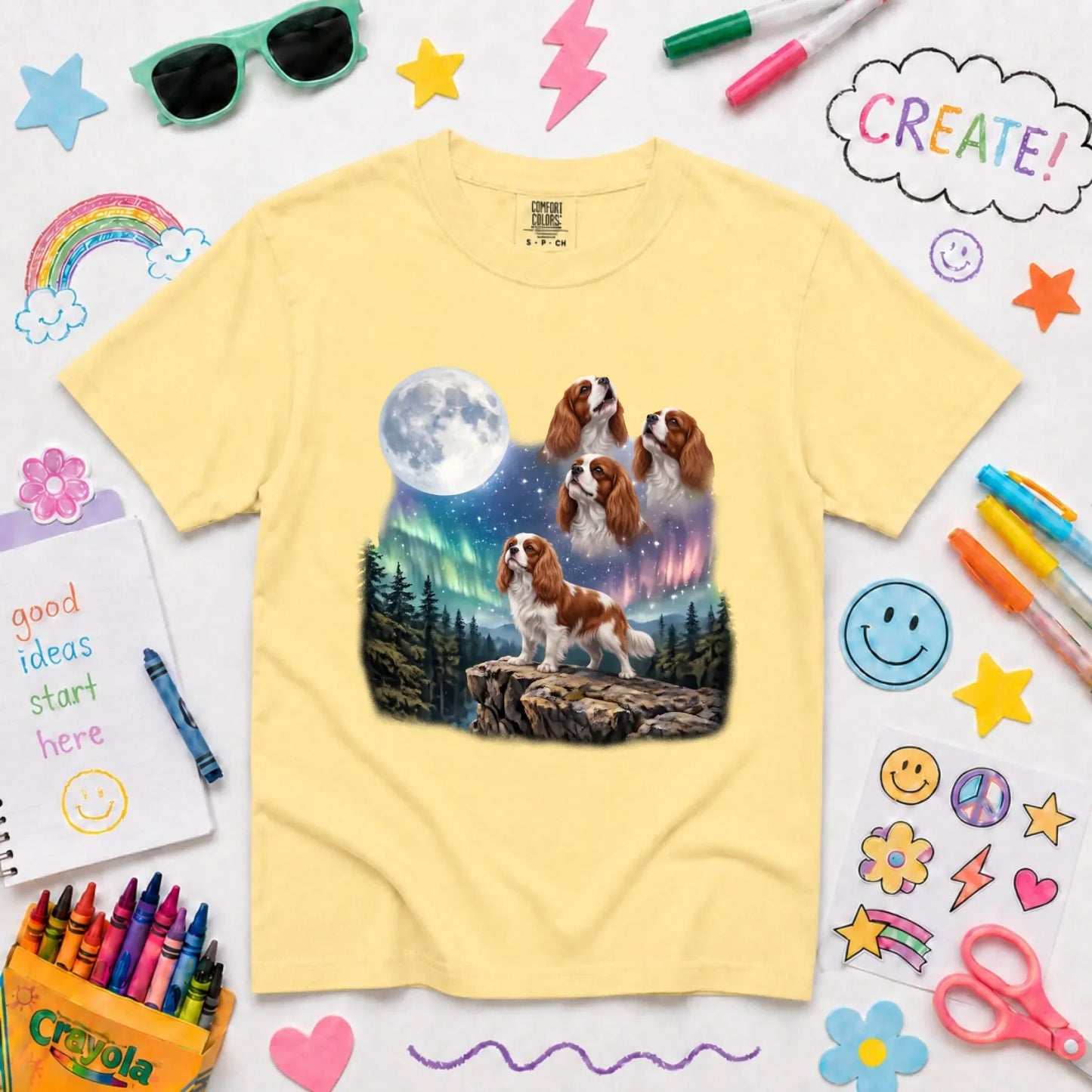 Custom Cavalier Howling Galaxy Unisex YOUTH TShirt Butter