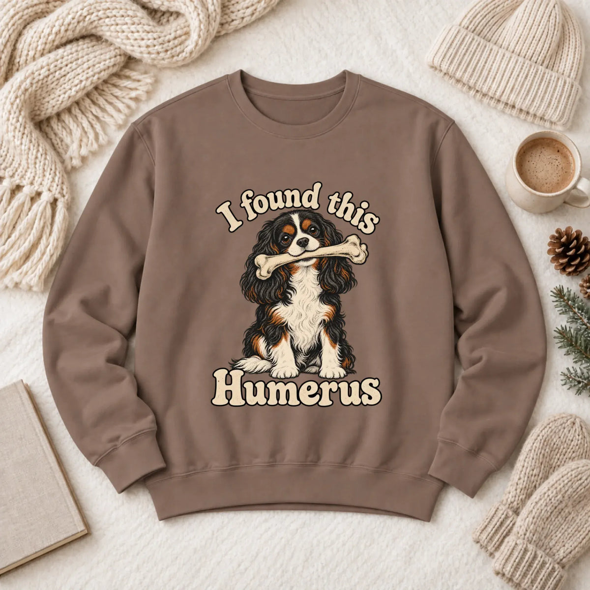 Sweatshirt Espresso / S Custom Cavalier Humerus Bone Unisex Sweatshirt