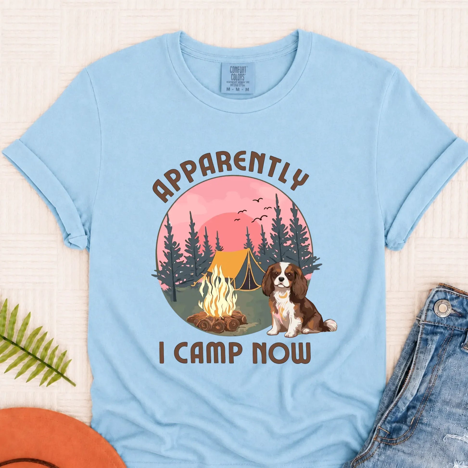 Custom Cavalier I Camp Now Camping Unisex TShirt Chambray