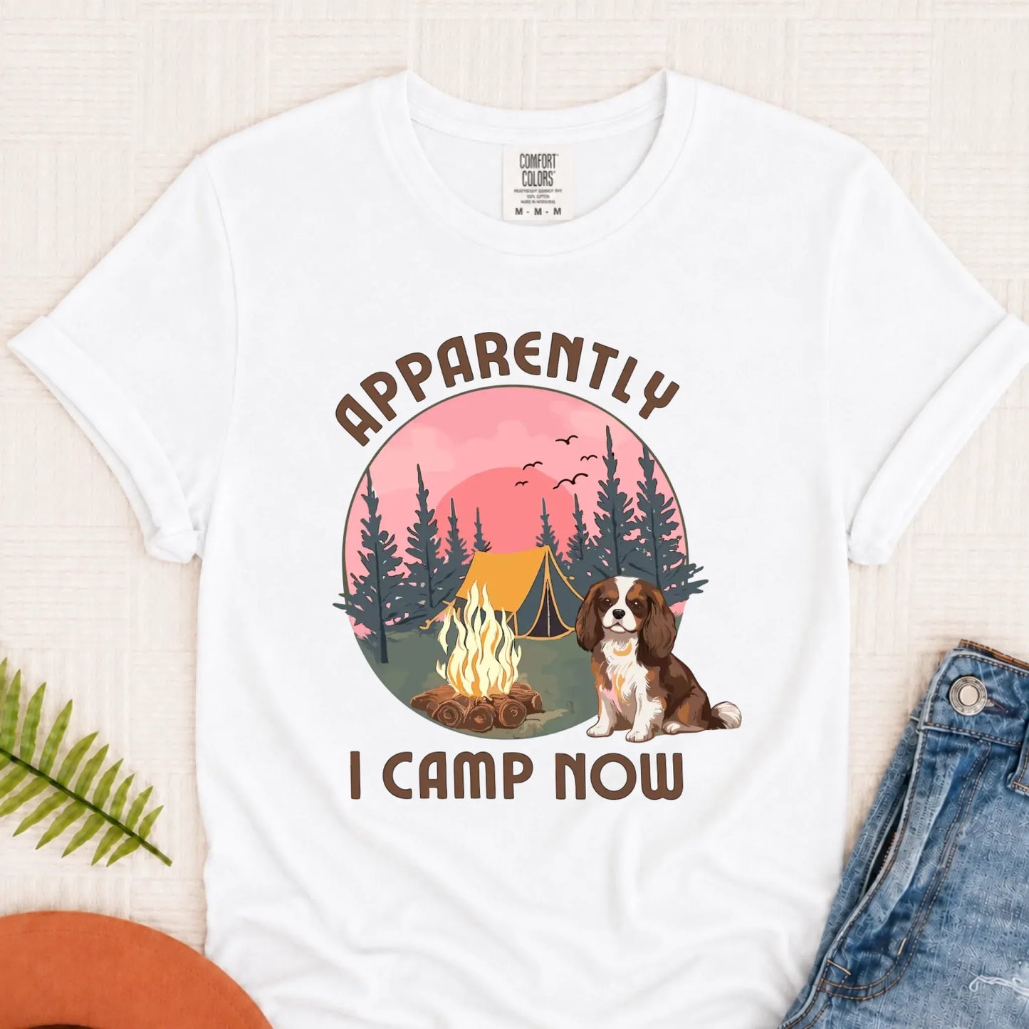 Custom Cavalier I Camp Now Camping Unisex TShirt White