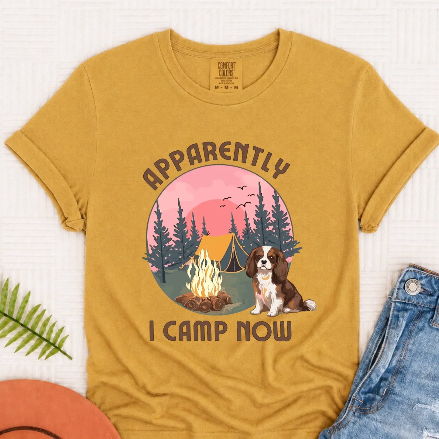 Custom Cavalier I Camp Now Camping Unisex TShirt Mustard