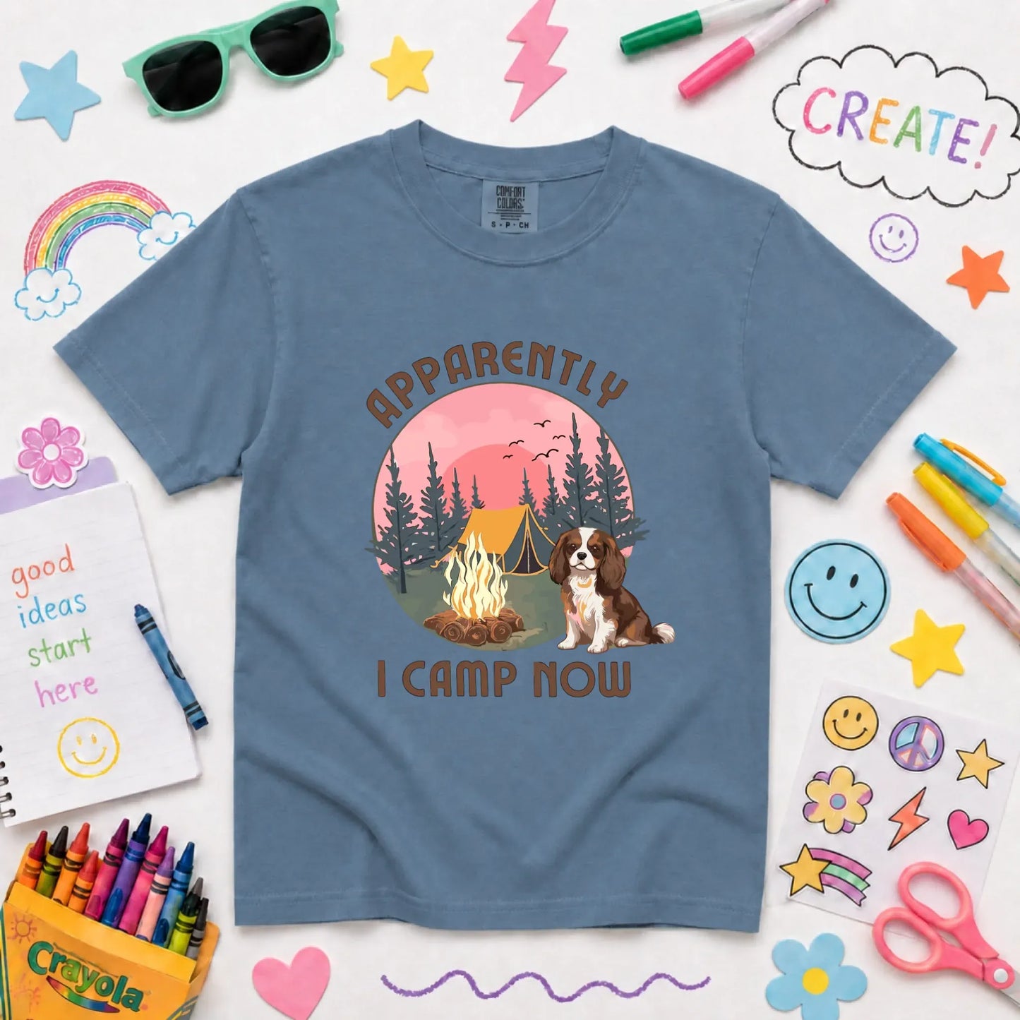 Custom Cavalier I Camp Now Unisex YOUTH TShirt Blue Jean