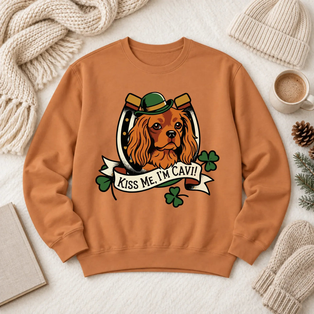 Custom Cavalier Irish Kiss Me Unisex Sweatshirt Yam