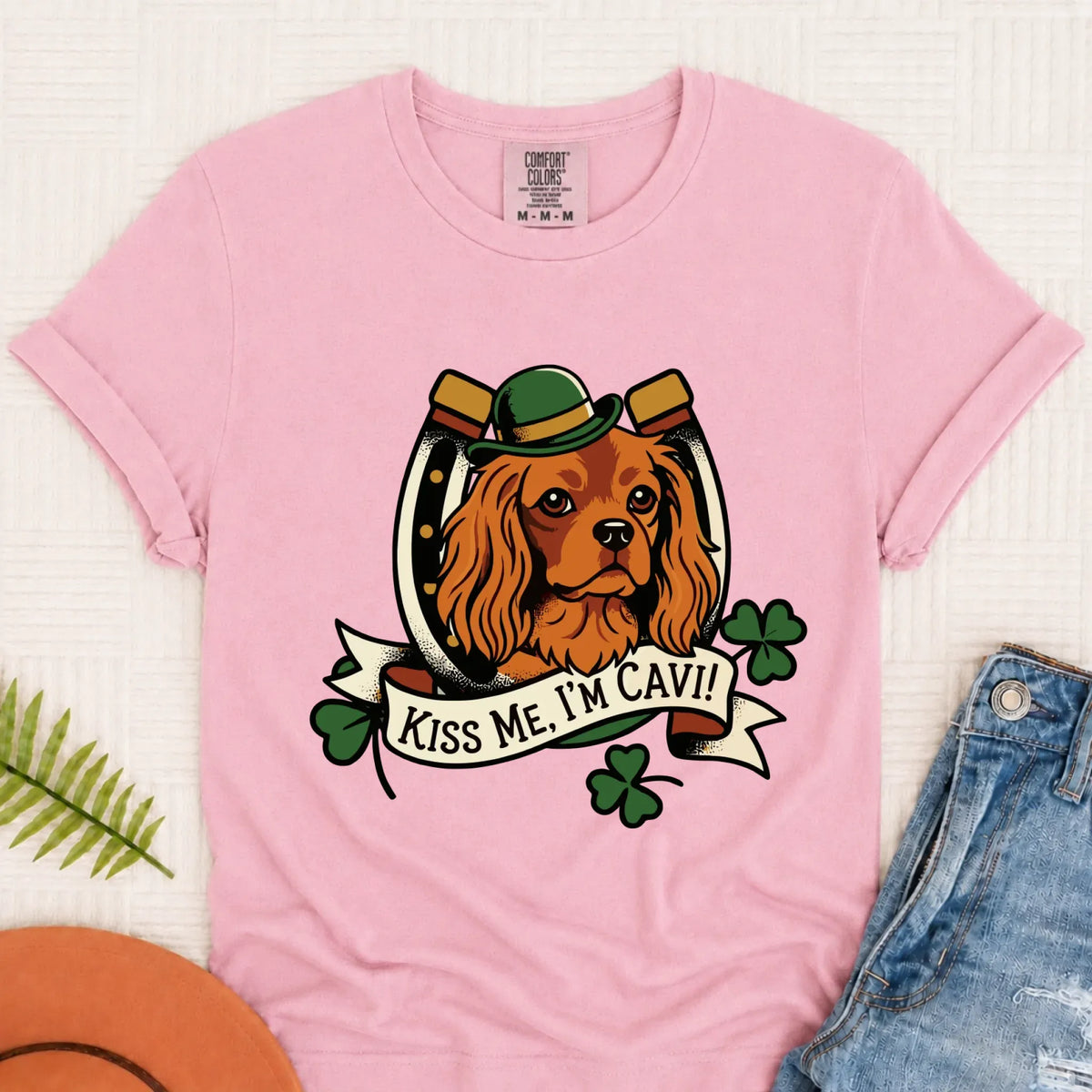 Custom Cavalier Irish Kiss Me Unisex Tshirt Blossom