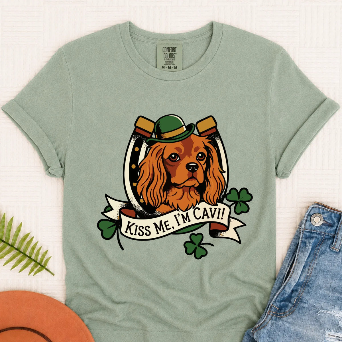 Custom Cavalier Irish Kiss Me Unisex Tshirt Bay