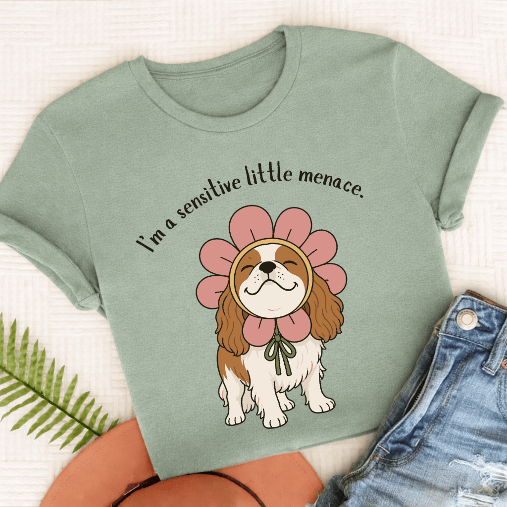 Custom Cavalier King Charles Little Menace Unisex TShirt Bay