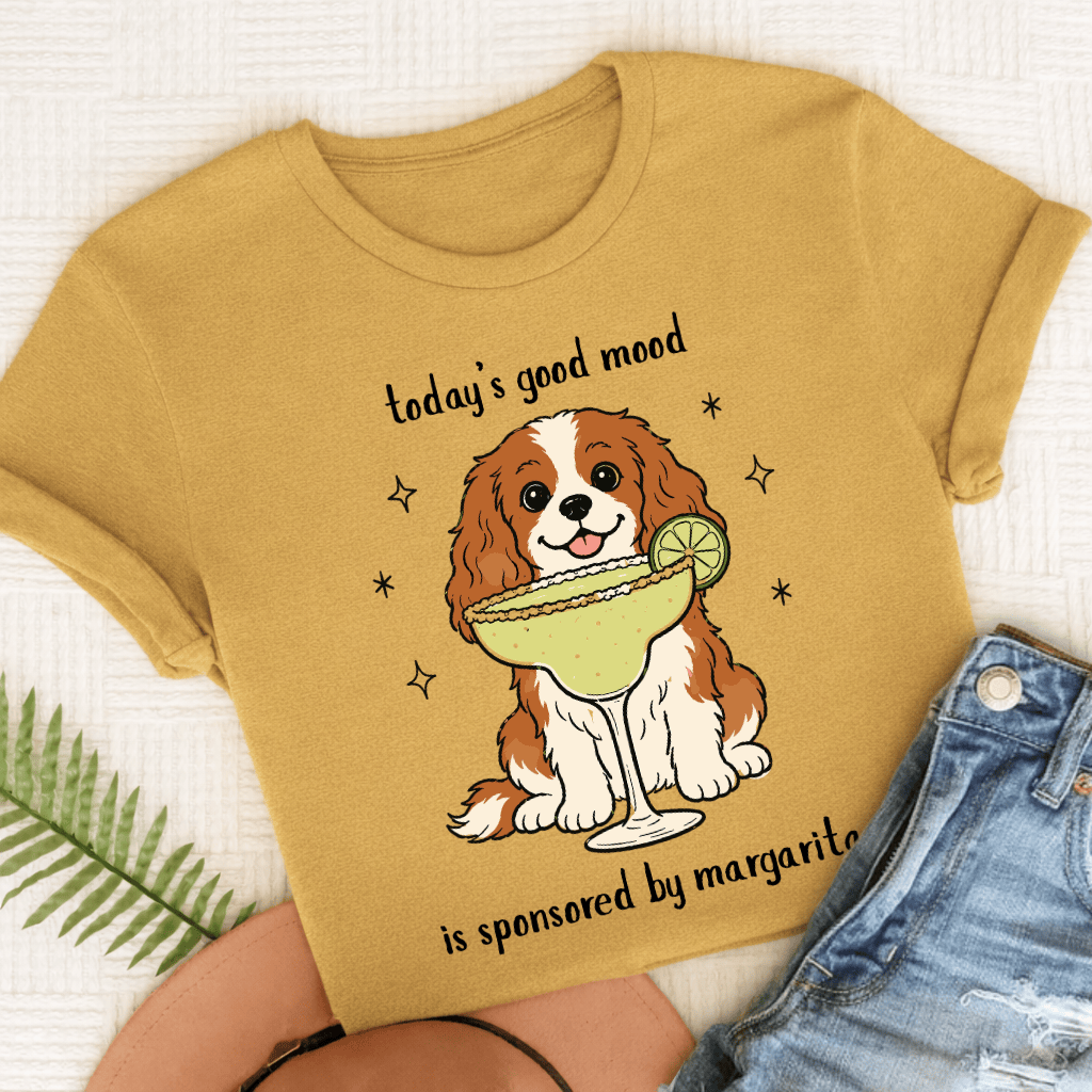 Custom Cavalier King Charles Margaritas Unisex TShirt Comfort Colors Mustard