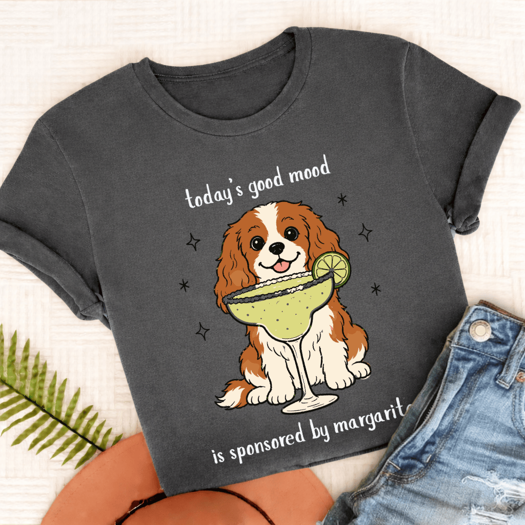 Custom Cavalier King Charles Margaritas Unisex TShirt Comfort Colors Pepper