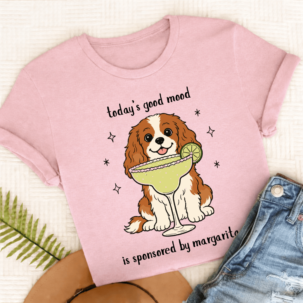 Custom Cavalier King Charles Margaritas Unisex TShirt Comfort Colors Blossom