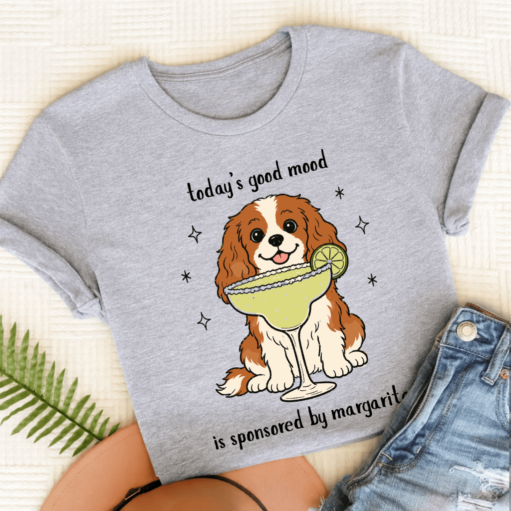 Custom Cavalier King Charles Margaritas Unisex TShirt Sport Grey