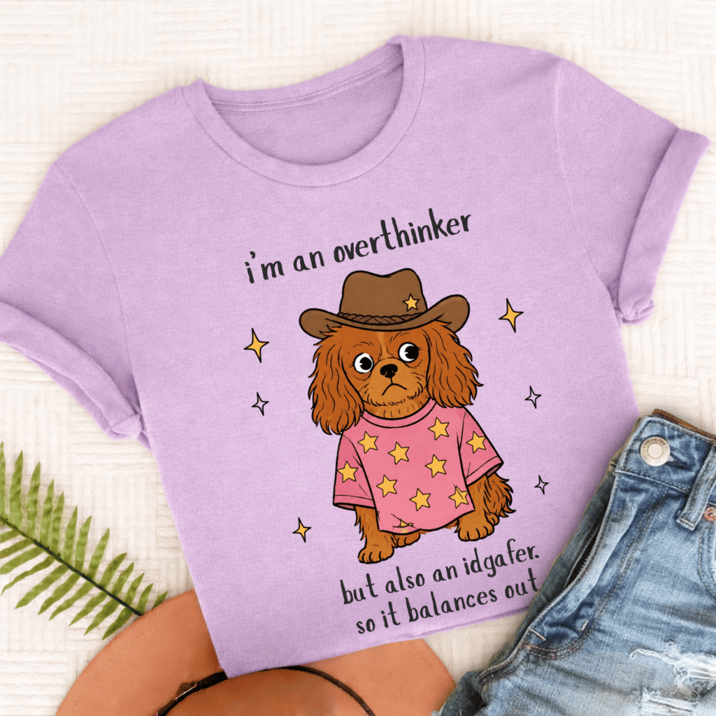 Custom Cavalier King Charles Overthinker Unisex TShirt Comfort Colors Orchid