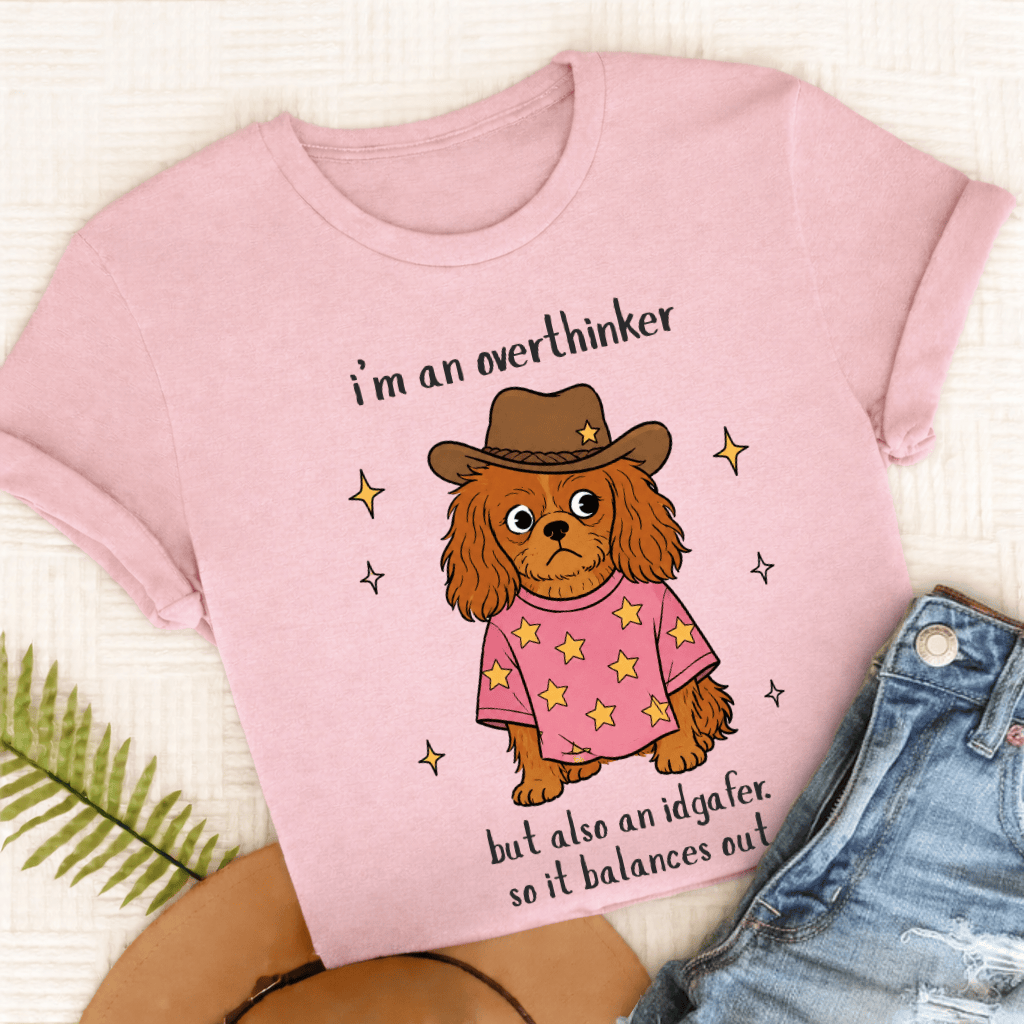 Custom Cavalier King Charles Overthinker Unisex TShirt Comfort Colors Blossom