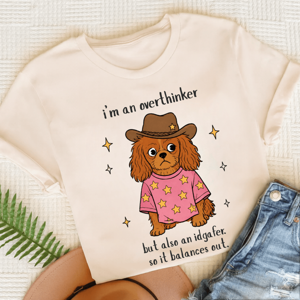 Custom Cavalier King Charles Overthinker Unisex TShirt Natural