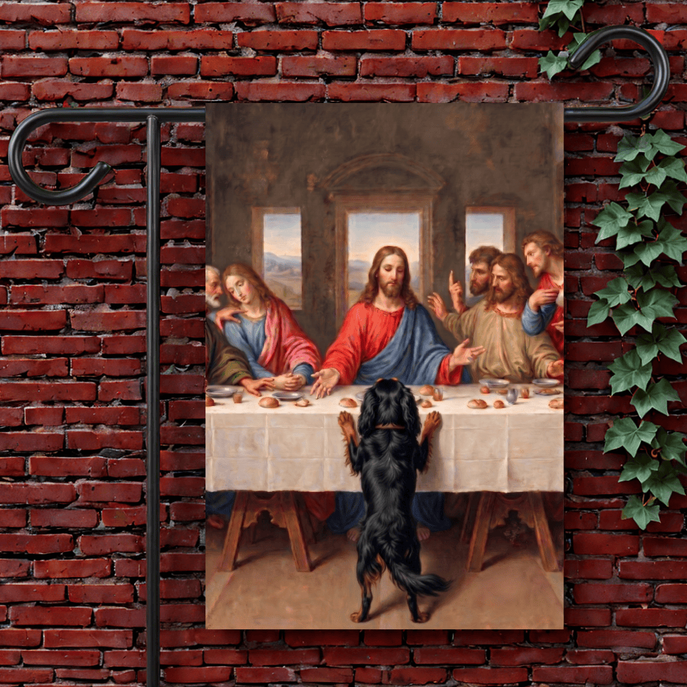 Custom Cavalier King Charles The Last Supper Garden Flag 12'' × 18''