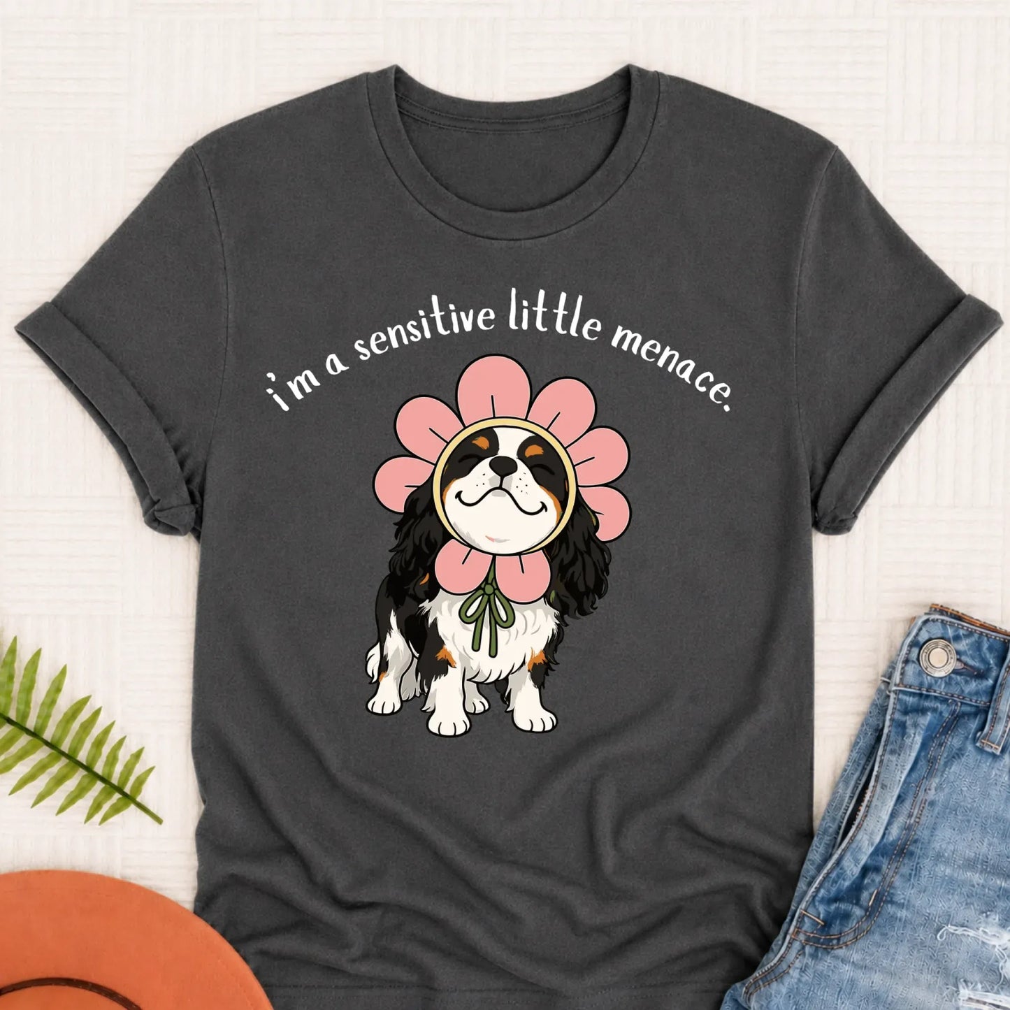 Custom Cavalier Little Menace Unisex TShirt Pepper