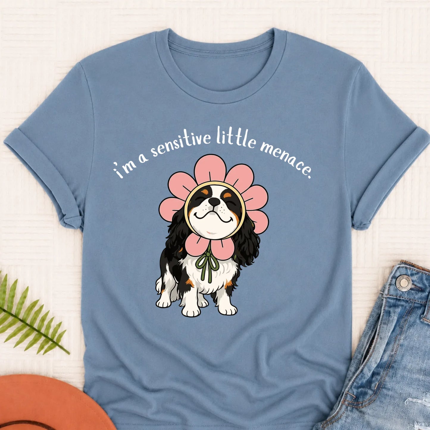 Custom Cavalier Little Menace Unisex TShirt Blue Jean