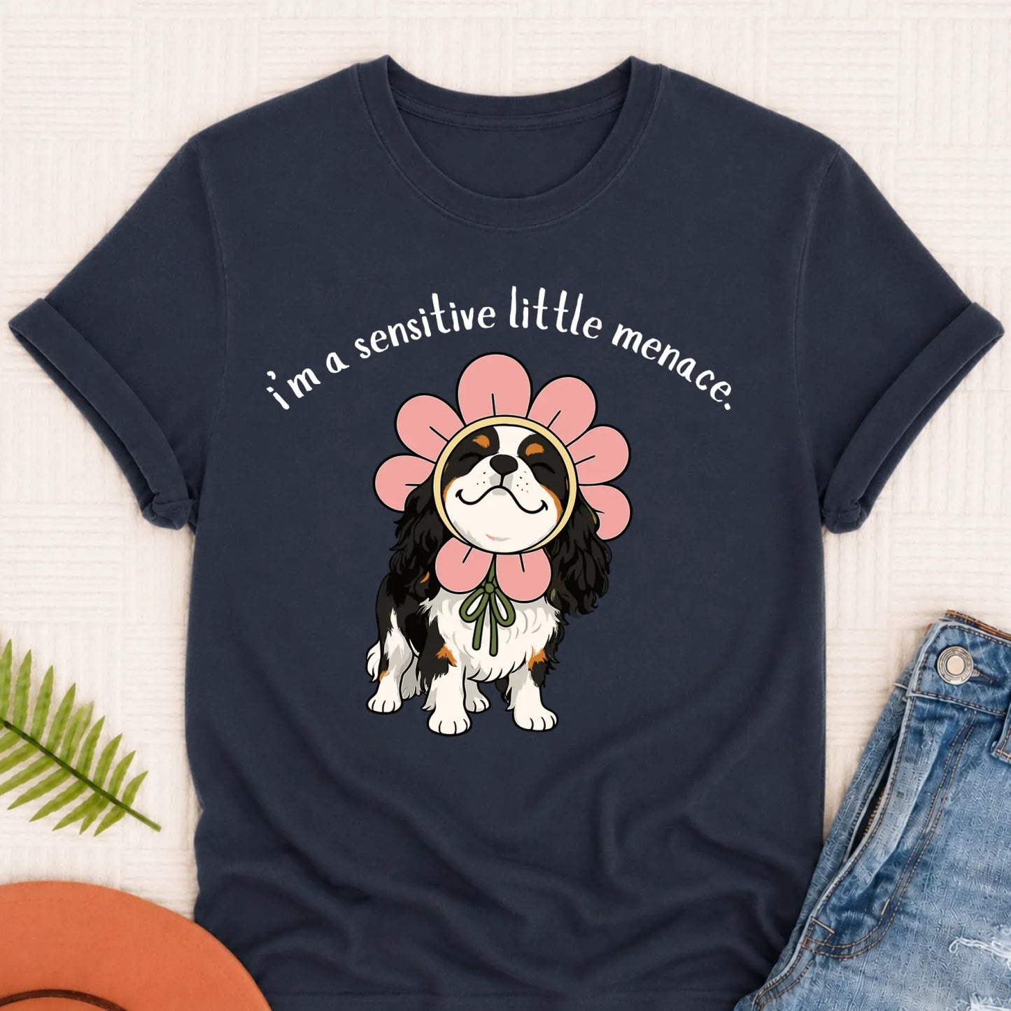 Custom Cavalier Little Menace Unisex TShirt Navy